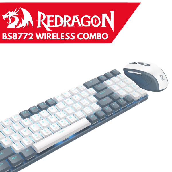 Redragon BS8772 Wireless Keyboard and Mouse Combo – Grey/White