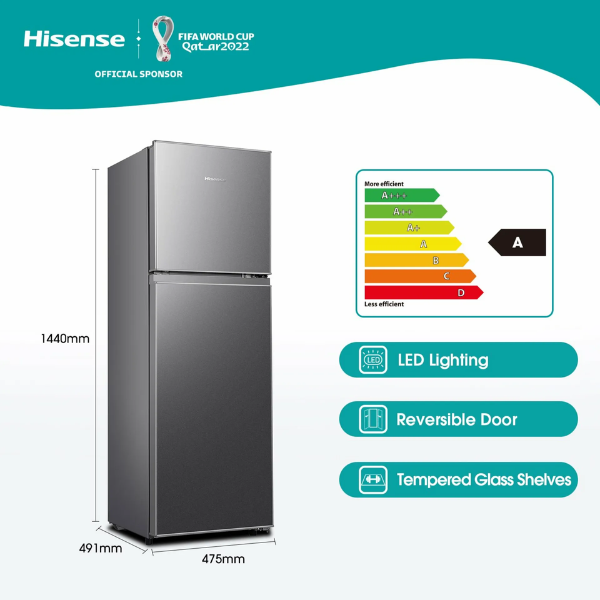 Hisense 154L Top Freezer Fridge Titanium Silver