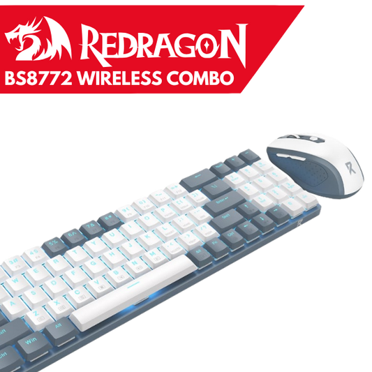 Redragon BS8772 Wireless Keyboard and Mouse Combo – Grey/White