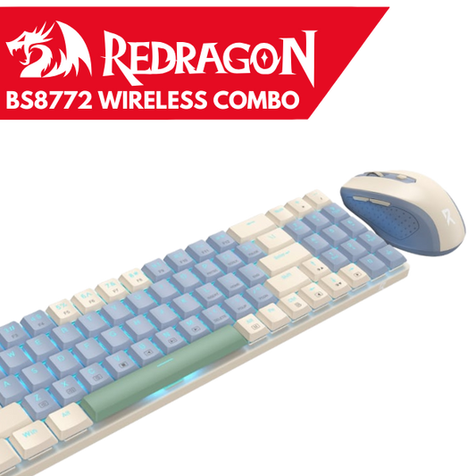 Redragon BS8772 Wireless Keyboard and Mouse Combo – Cream/Blue