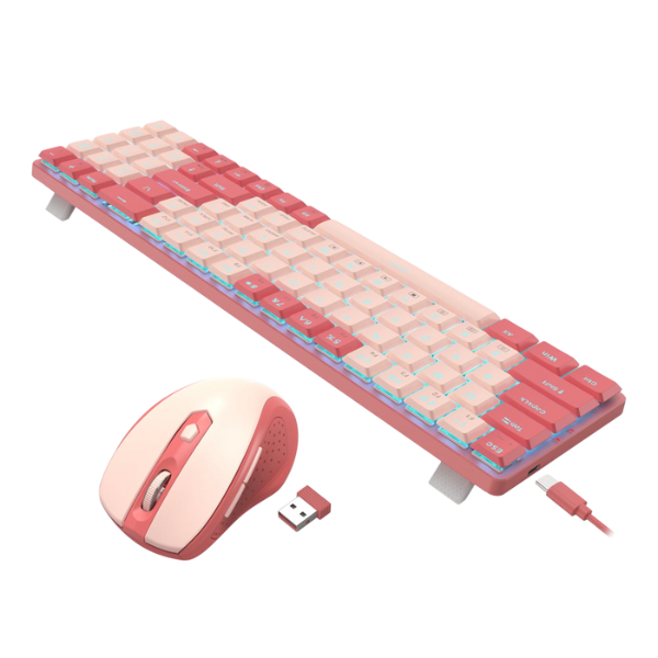 Redragon BS8772 Wireless Keyboard and Mouse Combo – Red/Pink