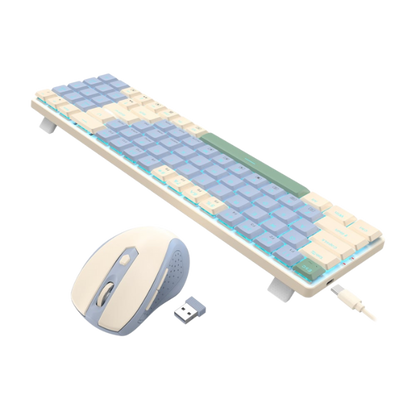 Redragon BS8772 Wireless Keyboard and Mouse Combo – Cream/Blue