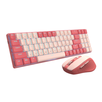 Redragon BS8772 Wireless Keyboard and Mouse Combo – Red/Pink
