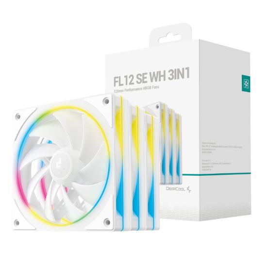 Picture of DeepCool FL12 SE 3-in-1 ARGB 120mm Fan 3 Pack - White