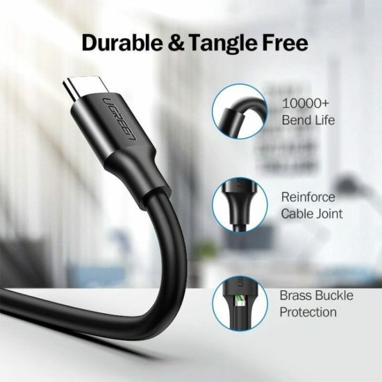 Picture of UGREEN Type-C to USB-A 3.0 Cable 1.5m – Fast Charging 3A, 5Gbps Sync – Black