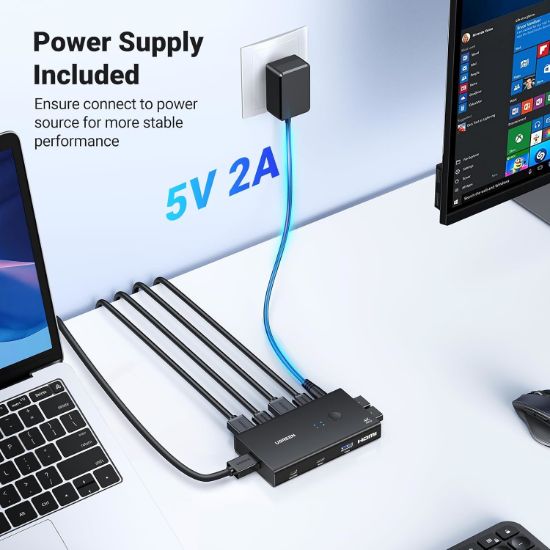 Picture of UGREEN 2-In-1 HDMI KVM Switch 4 USB Ports 4K@60Hz–Black