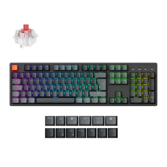 Picture of Keychron K10 QMK Full-size RGB Wireless Custom Mechanical Keyboard V.2 (Super RED Switch) – Black