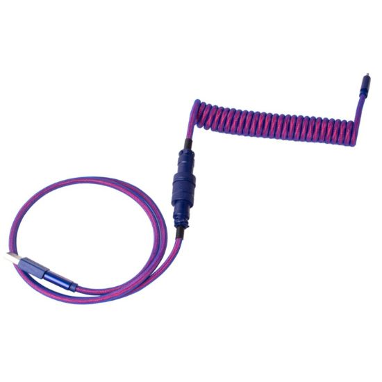 Picture of Keychron Premium Coiled Aviator USB Cable | Type-C + USB-A Adapter | Detachable Aviator Connector | 108 cm