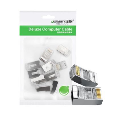 Picture of UGREEN NW111 RJ45 Cat6 Ethernet Network Head 100 Pack - Silver/Transparent