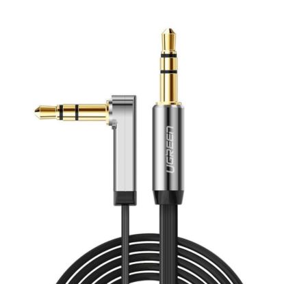 Picture of UGREEN AV119 Right-angled 3.5mm Flat Aux Cable 2m - Black/Silver
