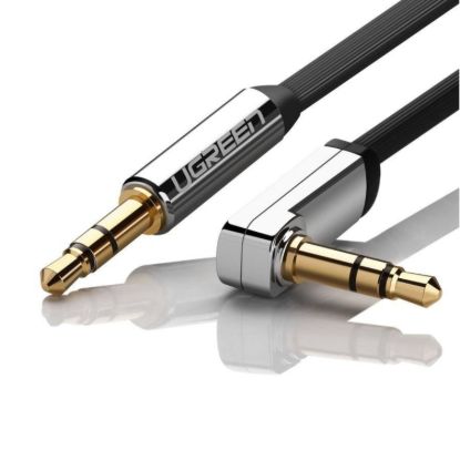 Picture of UGREEN AV119 Right-angled 3.5mm Flat Aux Cable 2m - Black/Silver