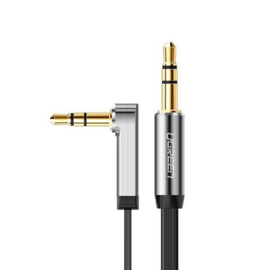 Picture of UGREEN AV119 Right-angled 3.5mm Flat Aux Cable 1.5m - Black/Silver