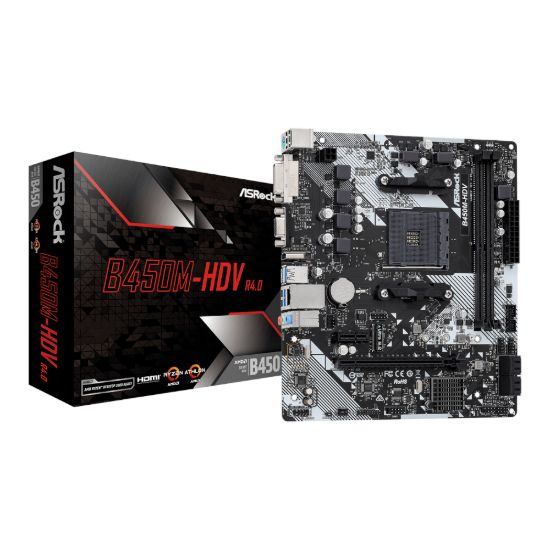 Picture of ASRock B450M-HDV R4.0 AMD AM4 M-ATX Motherboard