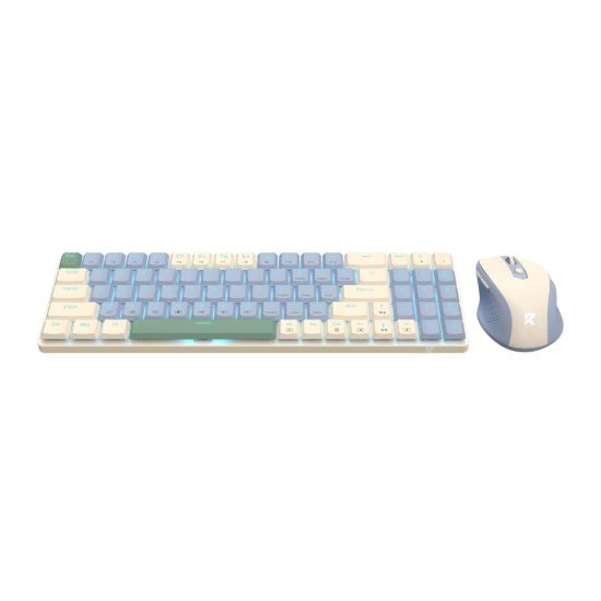 Picture of Redragon BS8772 Wireless Keyboard and Mouse Combo - Cream/Blue