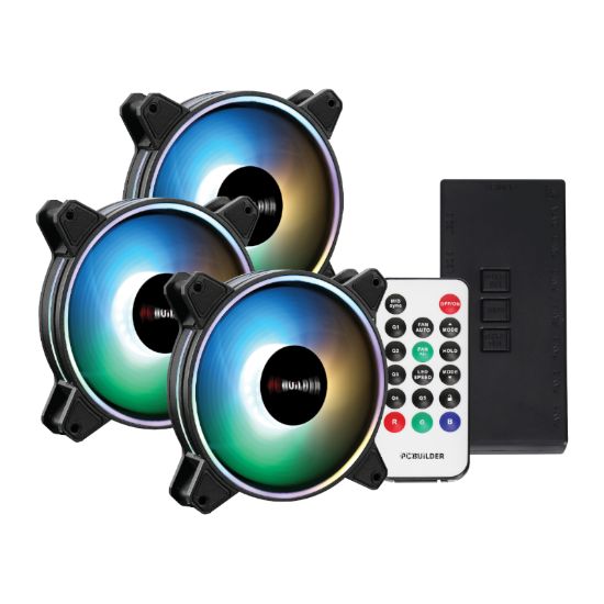 Picture of PCBuilder Tempest Chill Fan Kit 3x120MM Dual Glow ARGB Fan + Controller + RF Remote