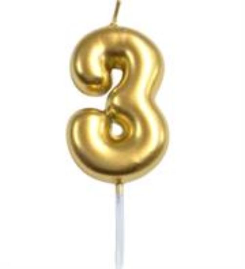 Picture of Casey 10cm Gold Numerical Birthday Candle Nr.3