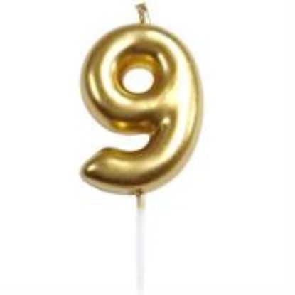 Picture of Casey 10cm Gold Numerical Birthday Candle Nr.9
