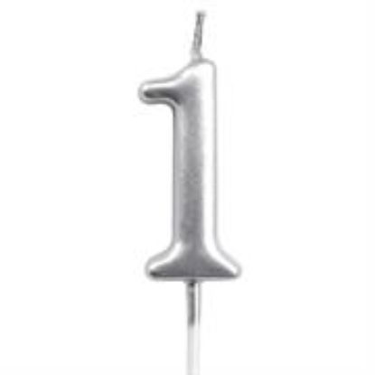Picture of Casey 10cm Silver Numerical Birthday Candle Nr1