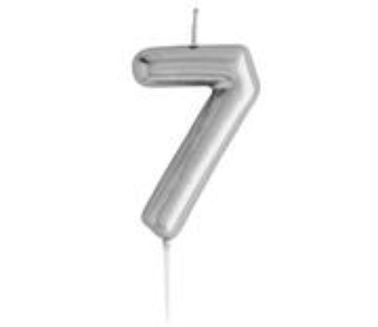 Picture of Casey 10cm Silver Numerical Birthday Candle Nr.7