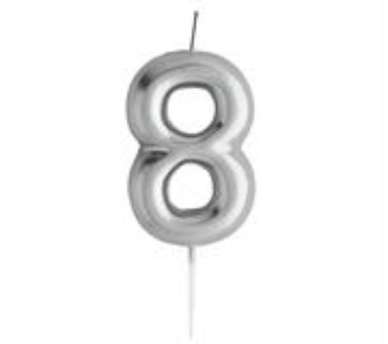 Picture of Casey 10cm Silver Numerical Birthday Candle Nr.8