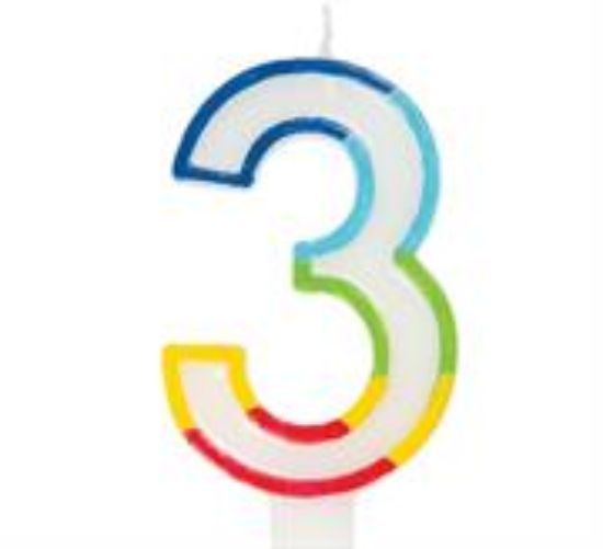 Picture of Casey 7cm Multicolor Numerical Birthday Candle Nr.3