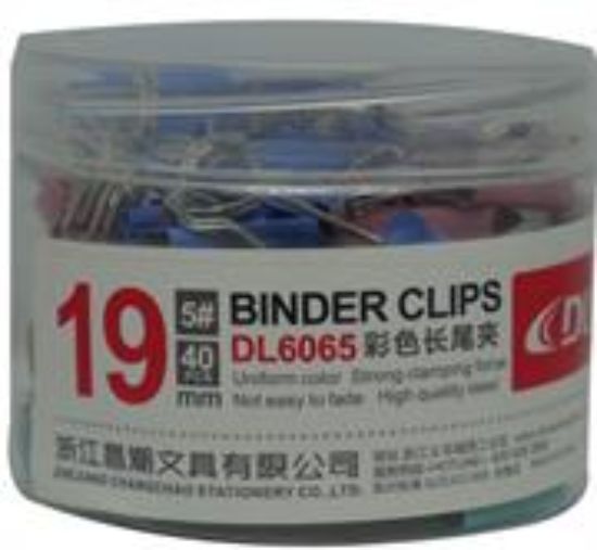 Picture of DLOffice Multicolour 19mm Binder Clips Plastic Tub
