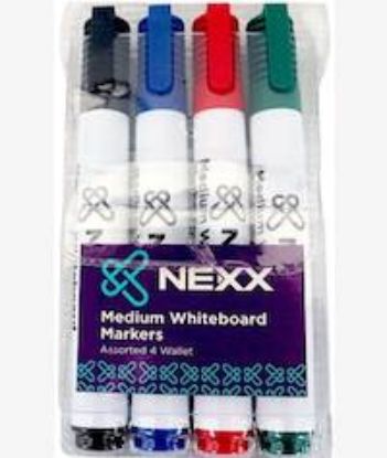 Picture of NEXX 4 Pack Assorted Medium Whiteboard Markers