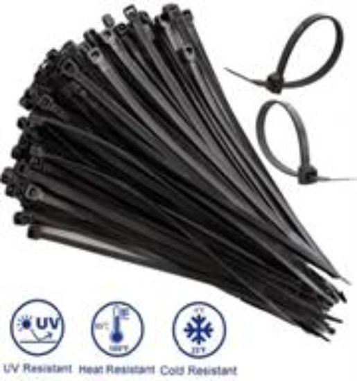 Picture of Noble 2.5 x 200mm Pack of 100 Black Nylon Cable Ties