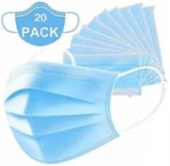 Picture of Casey 3 Ply Disposable Face Mask with Earloop 20 Per Pack blue