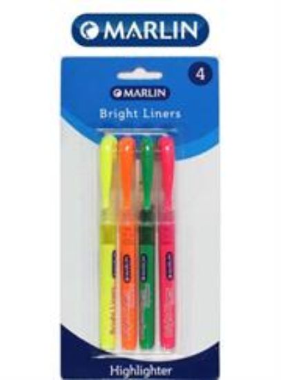 Picture of Marlin Bright Liners Pen Type Highlighters assorted colours