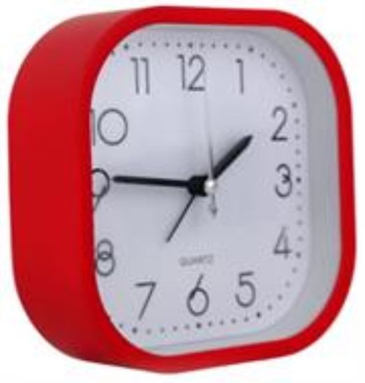 Picture of Casey Bedside Square Alarm Clock 12cm Red