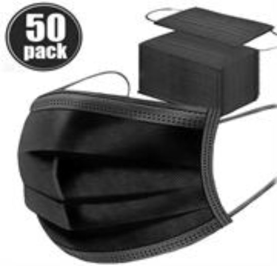 Picture of Casey 3 Ply Disposable Face Mask with Earloop 50 Per Pack - black