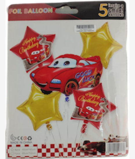 Picture of Casey 5pc Red Cars Themed Birthday Balloon Set