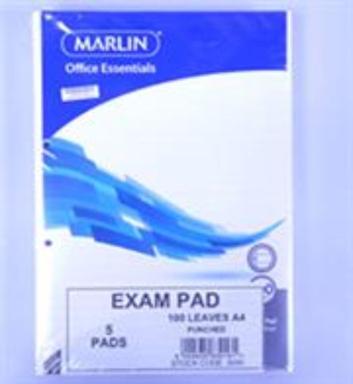 Picture of Marlin A4 Exam Pad Punched 100 page 5 pack