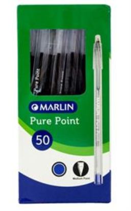 Picture of Marlin Pure Point Transparent Pens Box of 50 Blue