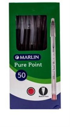 Picture of Marlin Pure Point Transparent Pens Box of 50 Red