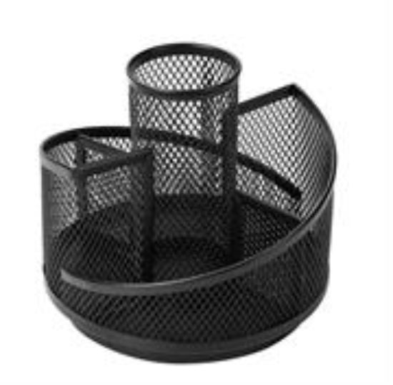 Picture of Brainware 5 Way Black Steel Mesh Rotating Pen Holder