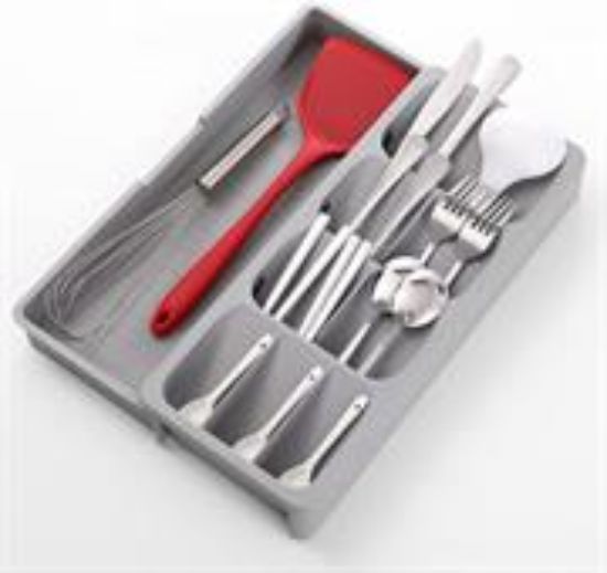 Picture of Casey Cutlery 9 Compartments Drawer Organizer Colour Grey