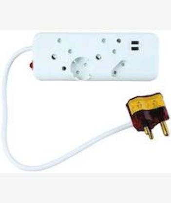 Picture of Ellies 4 Way Surge Multiplug Adaptor With USB Ports