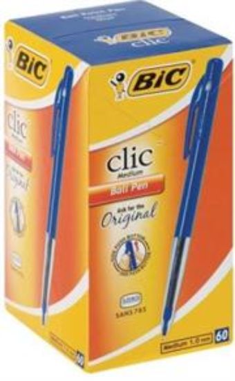 Picture of Bic Clic Blue Medium Ballpoint Pens with Retractable Side