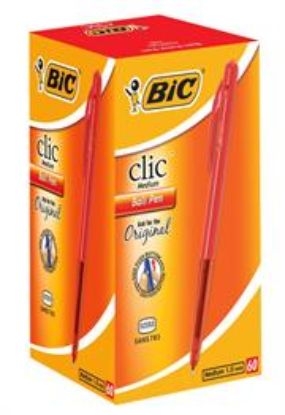 Picture of Bic Clic Red Medium Ballpoint Pens with Retractable Side