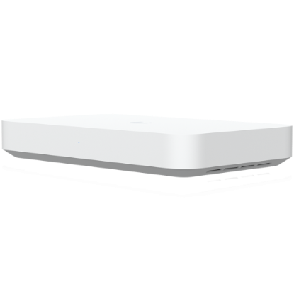 Picture of UBIQUITI Ubiquiti UXG-Fiber Desktop 10G independent gateway with integrated 4-port 2.5 GbE switch, 5 Gbps routing with IDS/IPS, 10G SFP+ and (1) 10 GbE RJ45 WAN port, 10G SFP+ LAN port