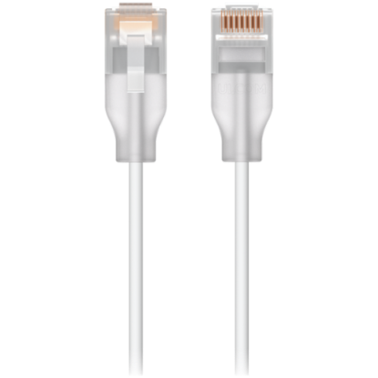 Picture of UBIQUITI Ubiquiti UACC-Cable-Patch-EL-3M-W Nano-thin patch cable with 2.5 GbE support designed to show Etherlightin™ effects