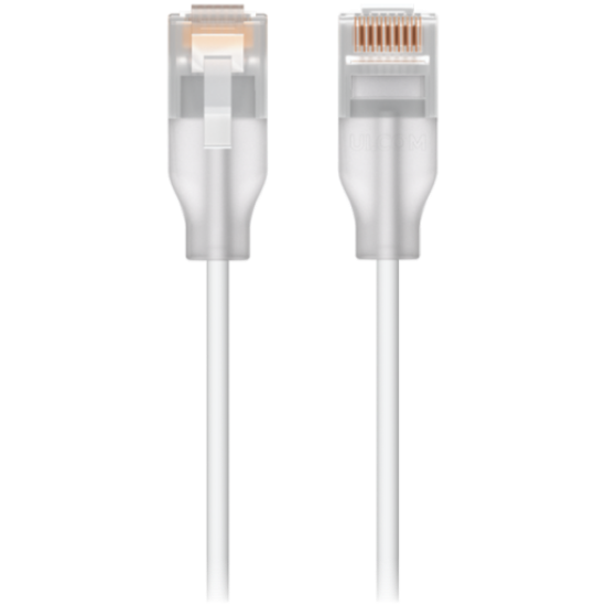 Picture of UBIQUITI Ubiquiti UACC-Cable-Patch-EL-3M-W Nano-thin patch cable with 2.5 GbE support designed to show Etherlightin™ effects
