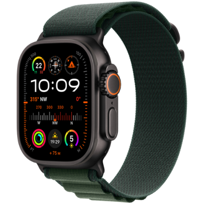 Picture of APPLE Apple Watch Ultra 2 GPS + Cellular 49mm Black Titanium Case with Dark Green Alpine Loop - Large,Model A2986