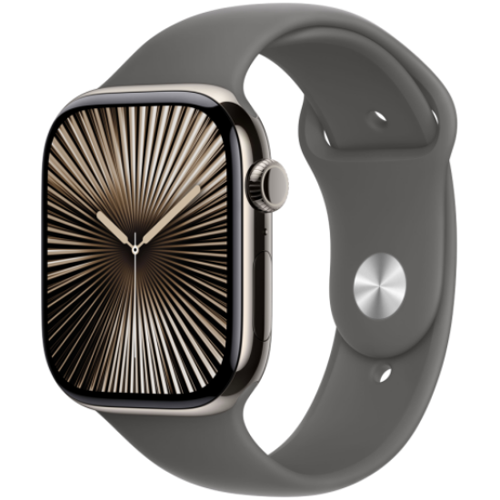 Picture of APPLE Apple Watch Series 10 GPS + Cellular 46mm Natural Titanium Case with Stone Grey Sport Band - S/M,Model A3003