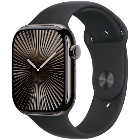 Picture of APPLE Apple Watch Series 10 GPS + Cellular 42mm Slate Titanium Case with Black Sport Band - M/L,Model A3001