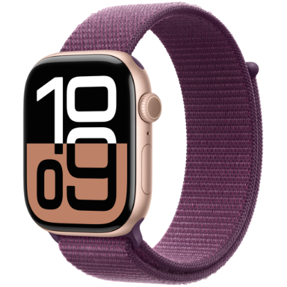 Picture of APPLE Apple Watch Series 10 GPS + Cellular 42mm Rose Gold Aluminium Case with Plum Sport Loop,Model A3001