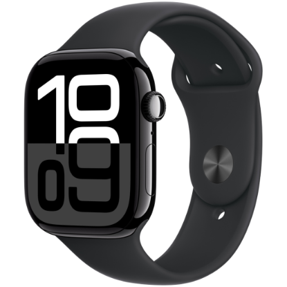 Picture of APPLE Apple Watch Series 10 GPS + Cellular 42mm Jet Black Aluminium Case with Black Sport Band - M/L,Model A3001