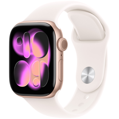 Picture of APPLE Apple Watch Series 11 GPS + Cellular 42mm Rose Gold Aluminium Case with Light Blush Sport Band - M/L,Model A3335